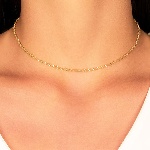 18K Gold Plated Twisted Necklace 45cm