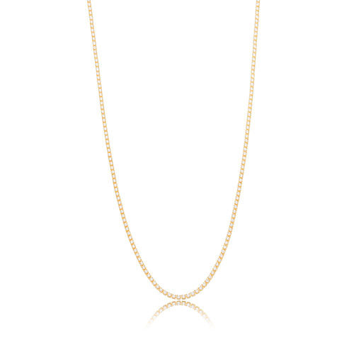 18K Gold Plated Thin Zirconia Tennis Necklace 2mm