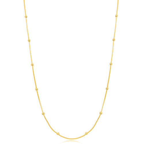 18K Gold Plated Herringbone Chain With Balls Necklace