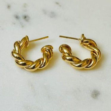 18K Gold Plated Small Hoops Twisted Earrings