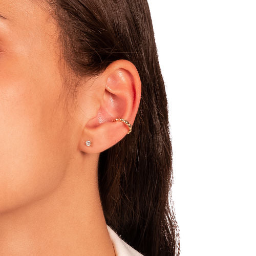 18K Gold Plated Delicate Fake Piercing Detailed Earrings