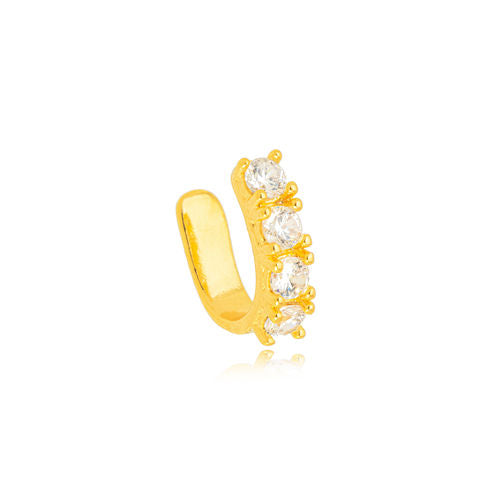 18K Gold Plated Studded Zirconia Fake Piercing Earrings