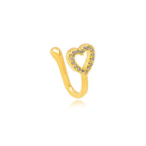 18K Gold Plated Heart Zirconia Fake Piercing Earrings