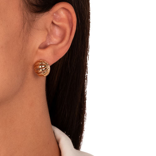 18K Gold Plated Stud Round Stripes Earrings