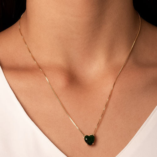 18K Gold Plated Dark Green Crystal Heart Shape Set