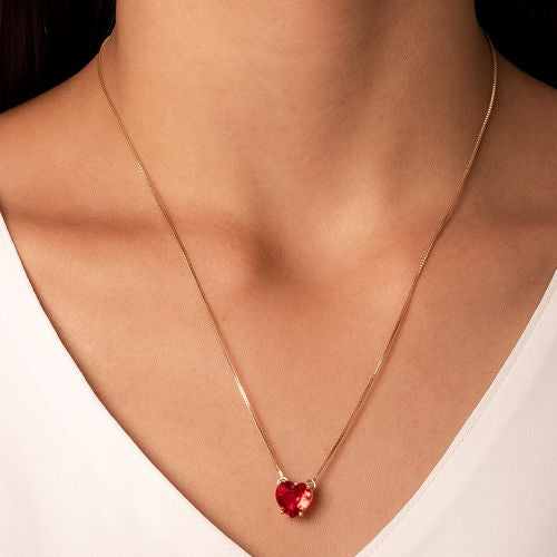 18K Gold Plated Red Crystal Heart Shape Set