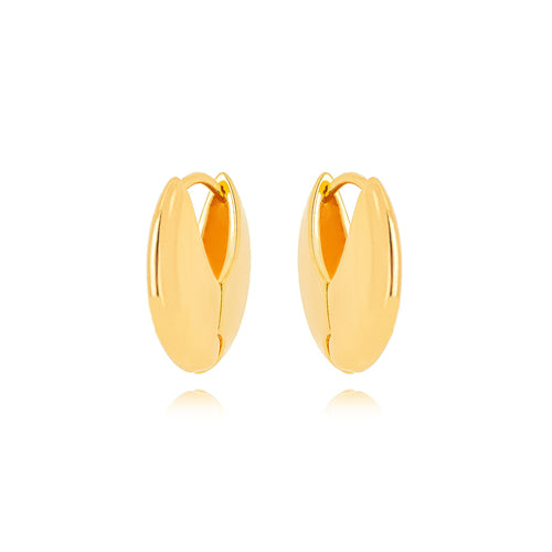 18K Gold Plated Click Thick Hoops Zirconias Earrings