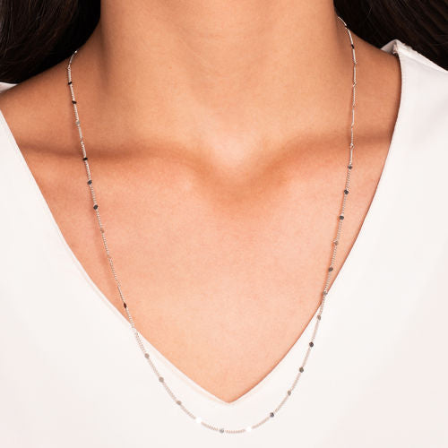 White Rhodium Plated Delicate Necklace 60cm