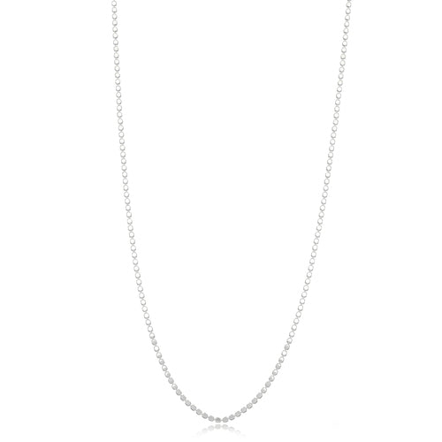 White Rhodium Plated Thin Delicate Dots Necklace 60cm