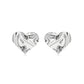White Rhodium Plated Organic Heart Shape Earrings