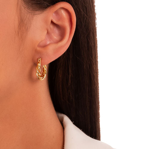 18K Gold Plated Braided Hoops Earrings