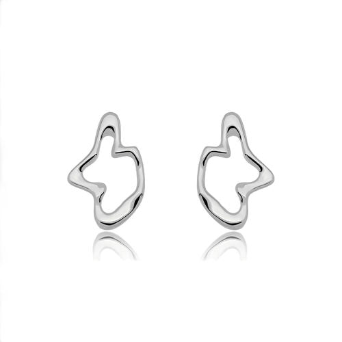 White Rhodium Plated Organic Earrings