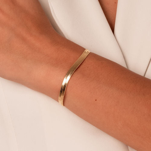 18K Gold Plated Flat Herringbone Bracelet