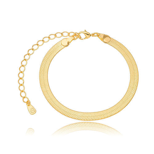 18K Gold Plated Flat Herringbone Bracelet