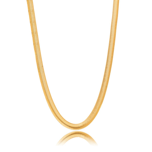 18K Gold Plated Thick Herringbone Necklace