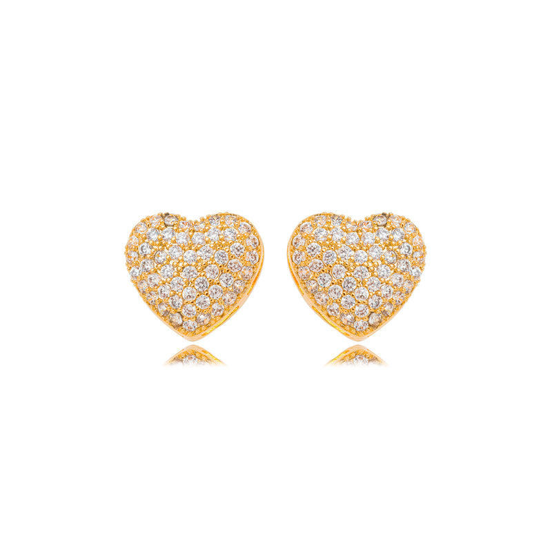 18K Gold Plated Heart Studded Zirconia Earrings