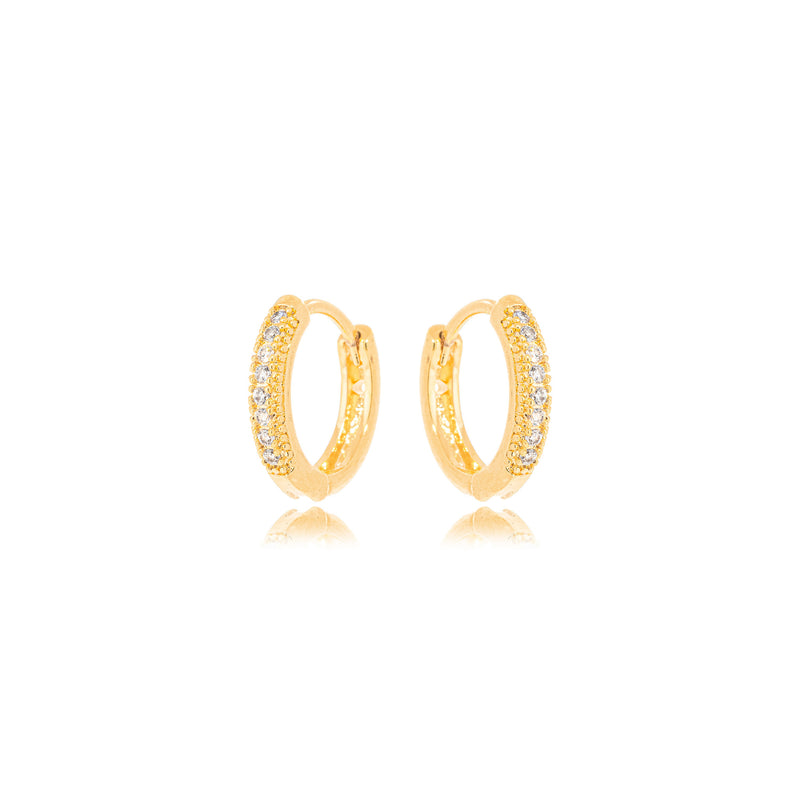 18K Gold Plated Small Hoops Micro Studded Zirconia Earrings