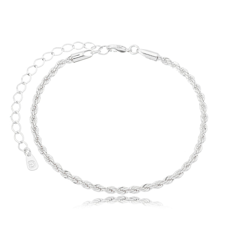 White Rhodium Plated Rope Bracelet