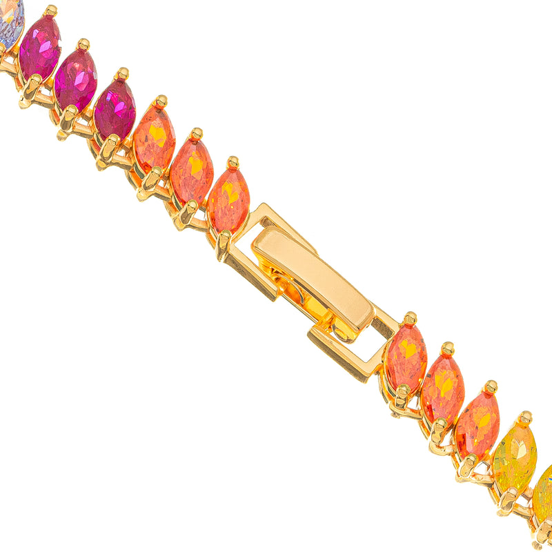 18K Gold Plated Tennis Coloured Zirconia Necklace