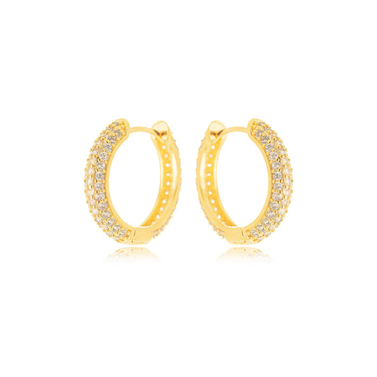 18K Gold Plated Studded Zirconia Hoops Earrings