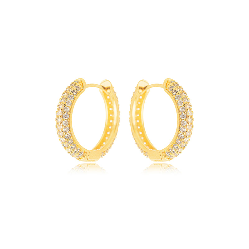 18K Gold Plated Studded Zirconia Hoops Earrings