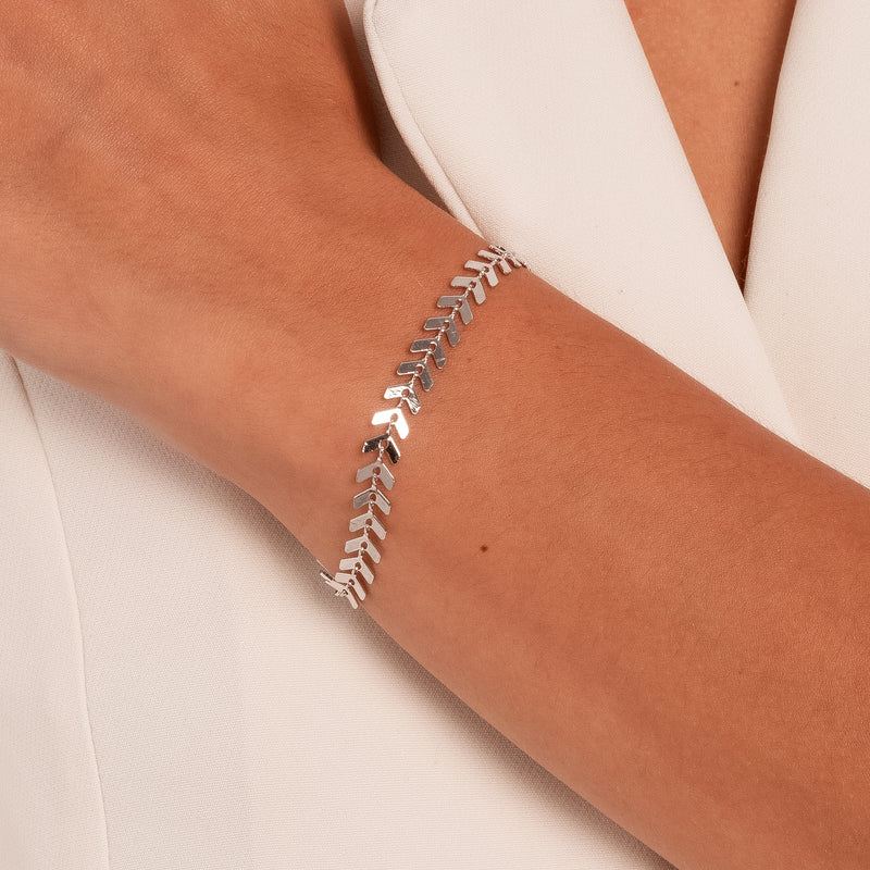 White Rhodium Plated Arrow Bracelet