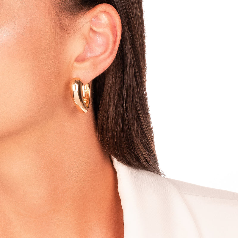 18K Gold Plated Click Heart Bold Hoops Earrings