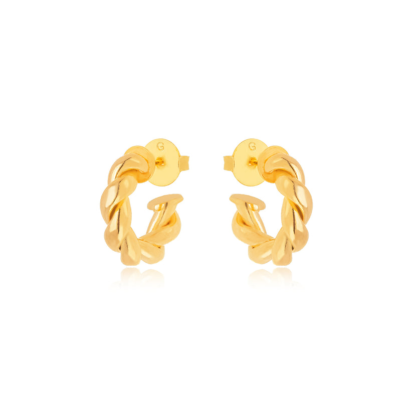 18K Gold Plated Small Hoops Twisted Earrings