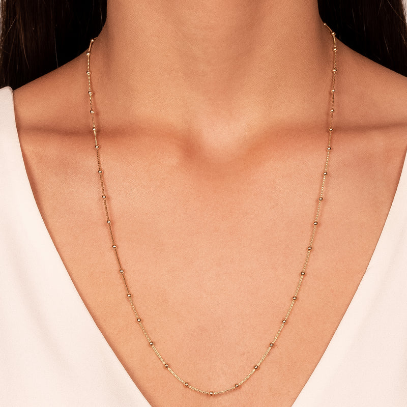 18K Gold Plated Mini Balls Necklace 70cm