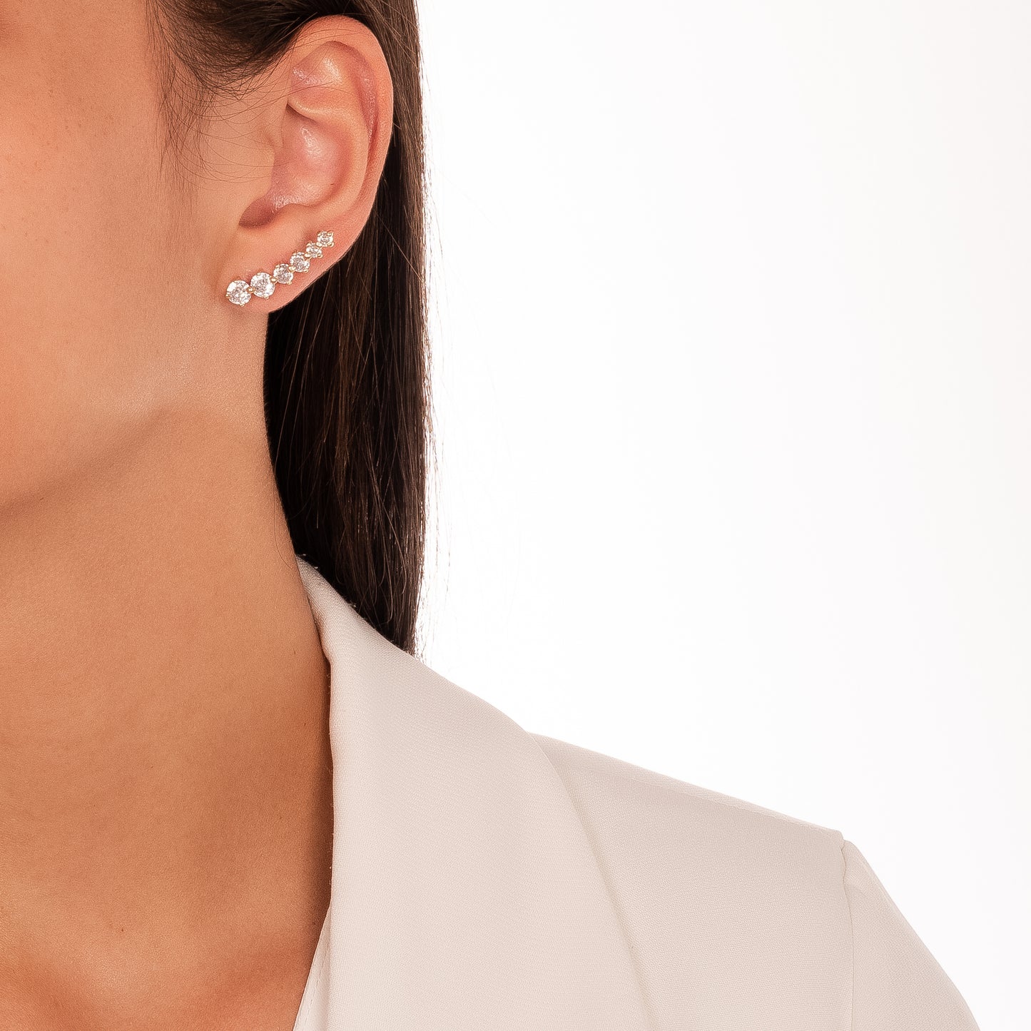 Ear Cuff Earrings Stud Zirconia - 18K Gold Plated