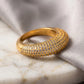 Bold Studded Zirconia Ring - 18K Gold Plated