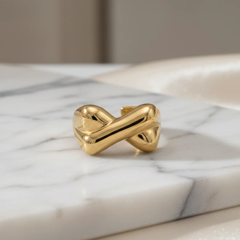 Bold X Open Ring - 18K Gold Plated