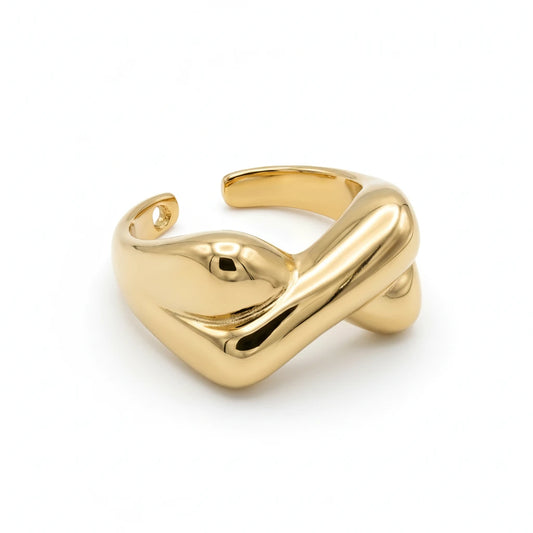 Bold X Open Ring - 18K Gold Plated