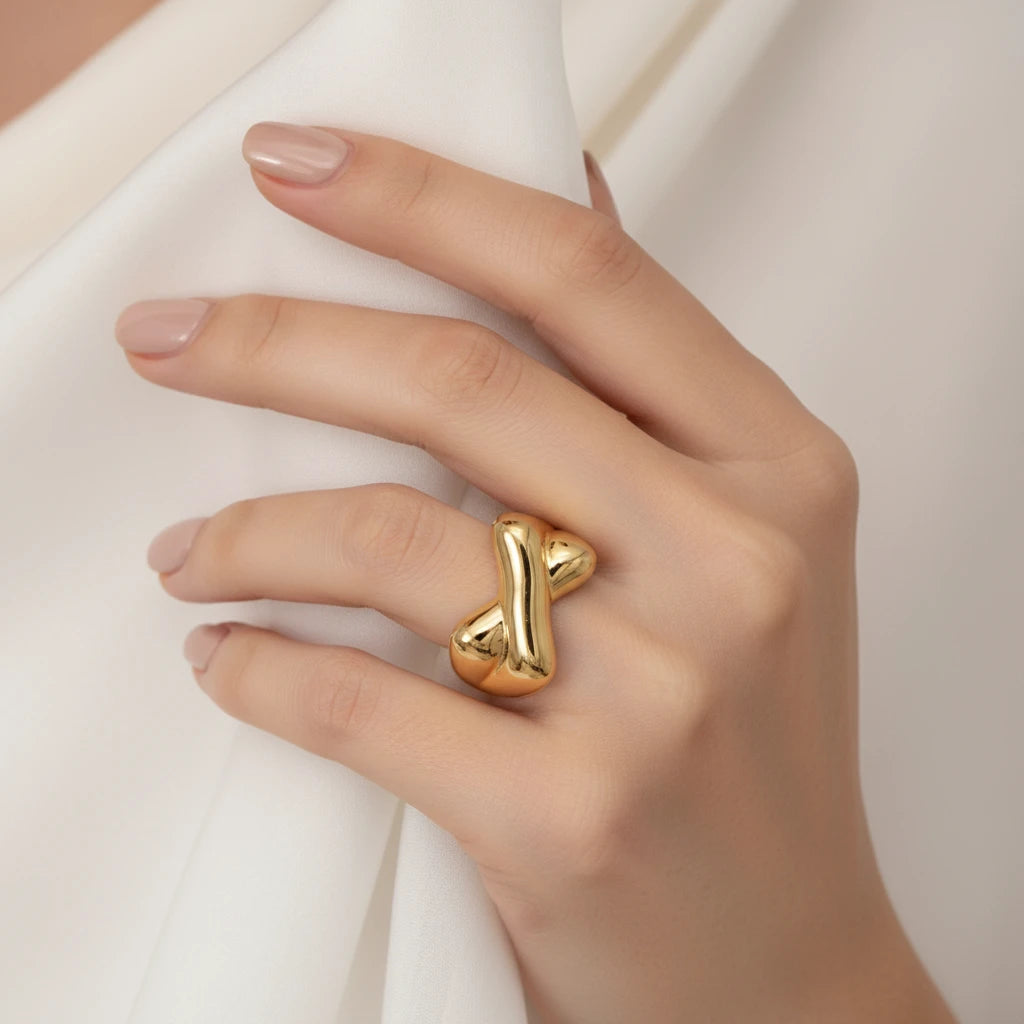 Bold X Open Ring - 18K Gold Plated