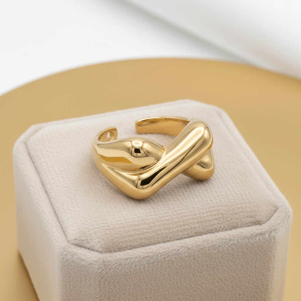 Bold X Open Ring - 18K Gold Plated