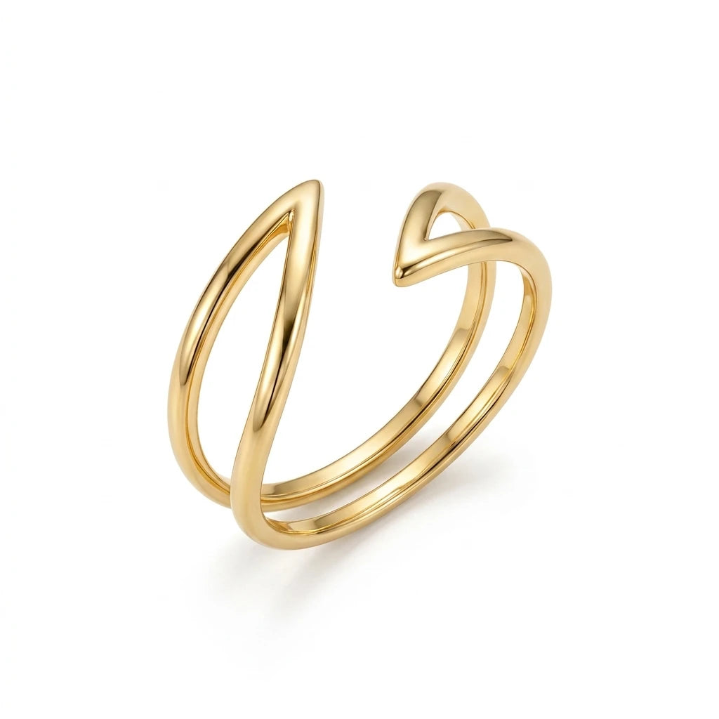 Adjustable Parallel Ring -18K Gold Plated