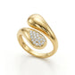Studded Zirconia Parallel Open Ring - 18K Gold Plated