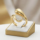 Studded Zirconia Parallel Open Ring - 18K Gold Plated