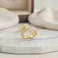 Adjustable with Cubic Zirconia Ring -18K Gold Plated