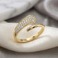 Studded Zirconia Parallel Open Ring - 18K Gold Plated