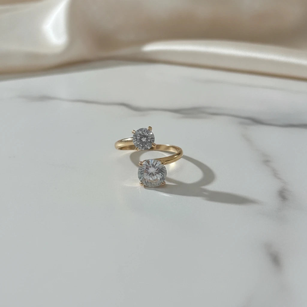 Adjustable Double Cubic Zirconia Ring
