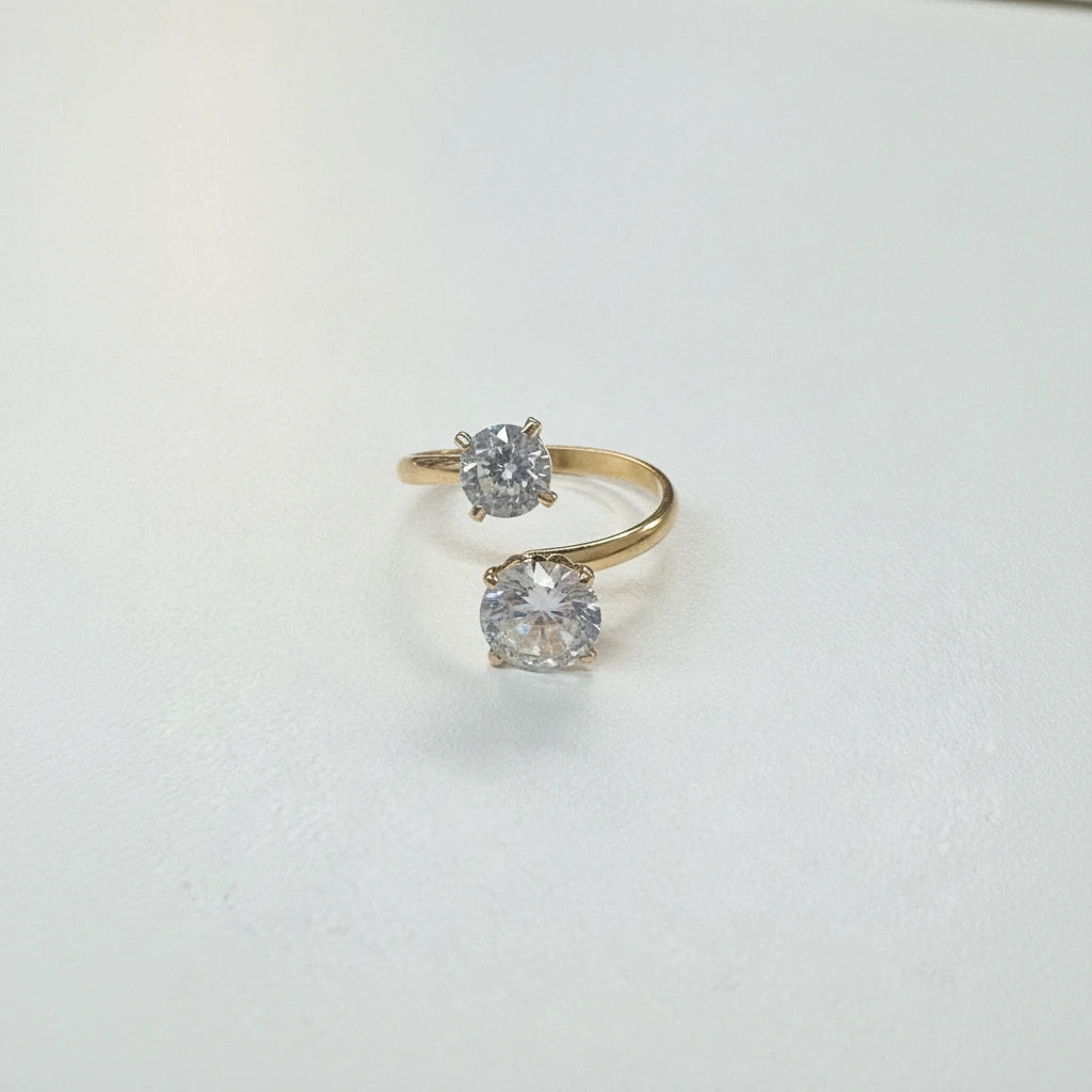 Adjustable Double Cubic Zirconia Ring