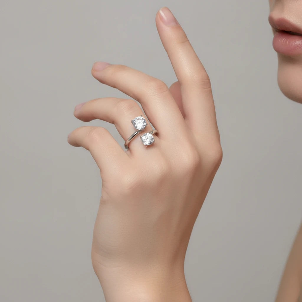 Adjustable Double Cubic Zirconia Ring