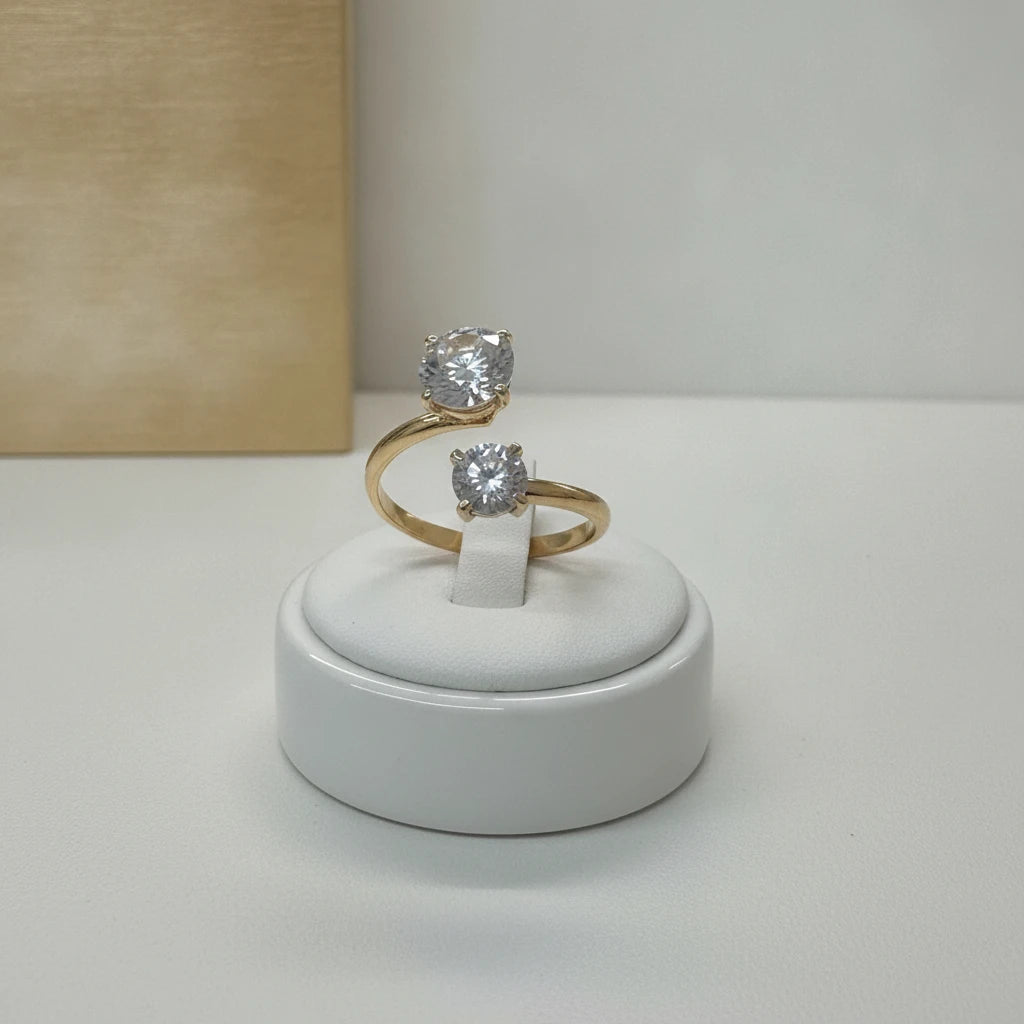 Adjustable Double Cubic Zirconia Ring