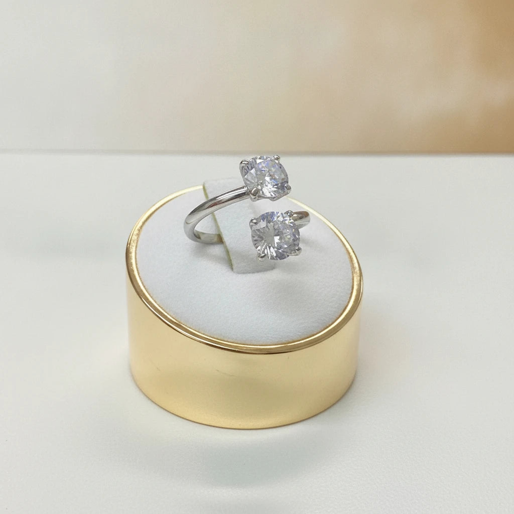Adjustable Double Cubic Zirconia Ring