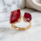 Ruby and Matte Ruby Ring - 18K Gold Plated