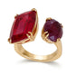 Ruby and Matte Ruby Ring - 18K Gold Plated
