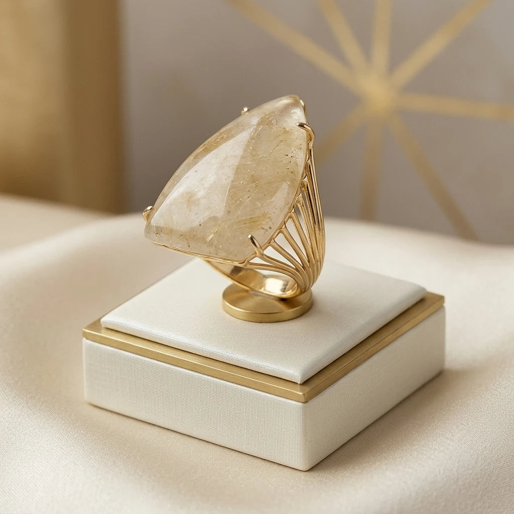 Quartz Rutilated Ring - 18K Gold Plated