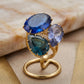 Blue Sapphire, Topaz London and Tanzanite Ring - 18K Gold Plated