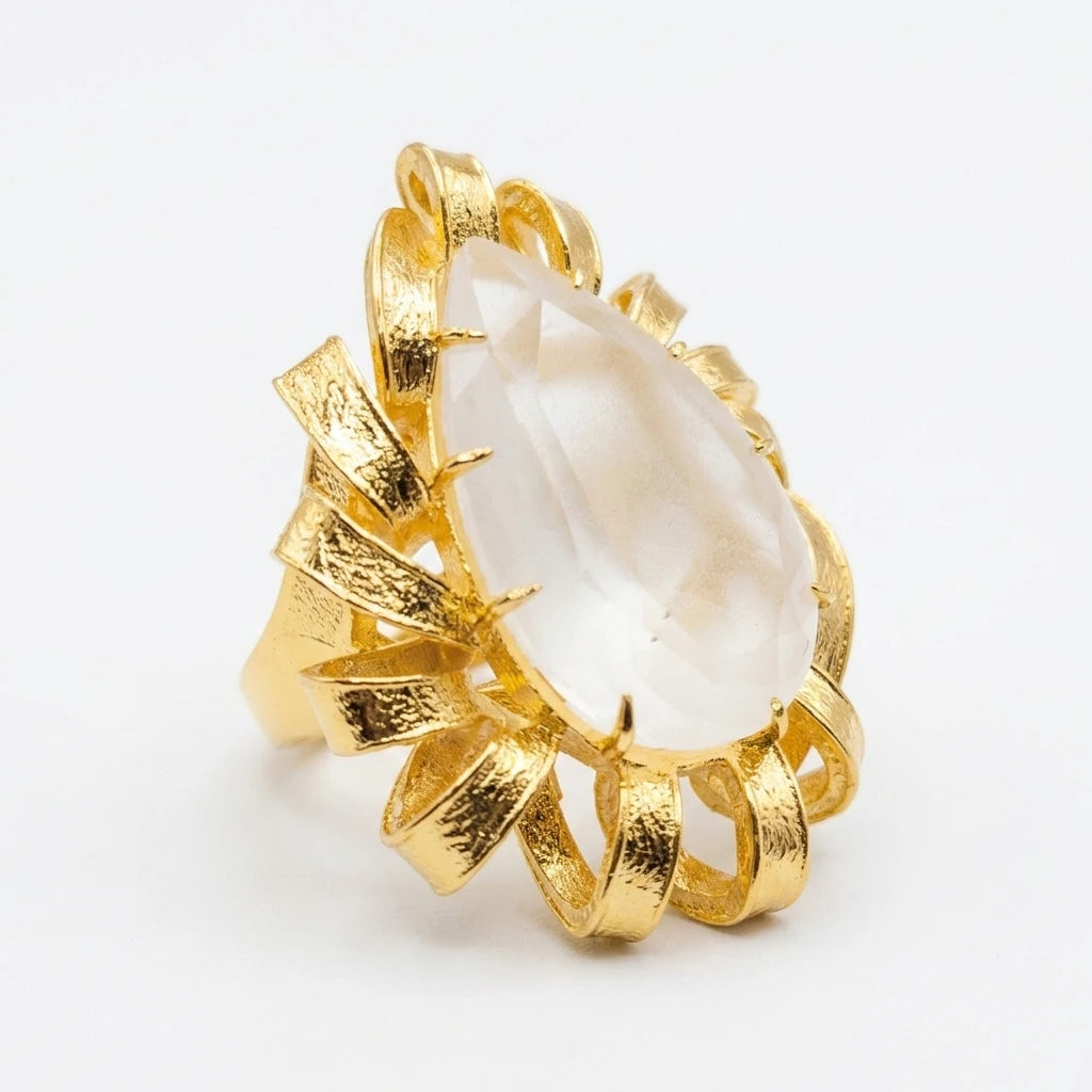 Matte Ice Crystal Ring - 18K Gold Plated